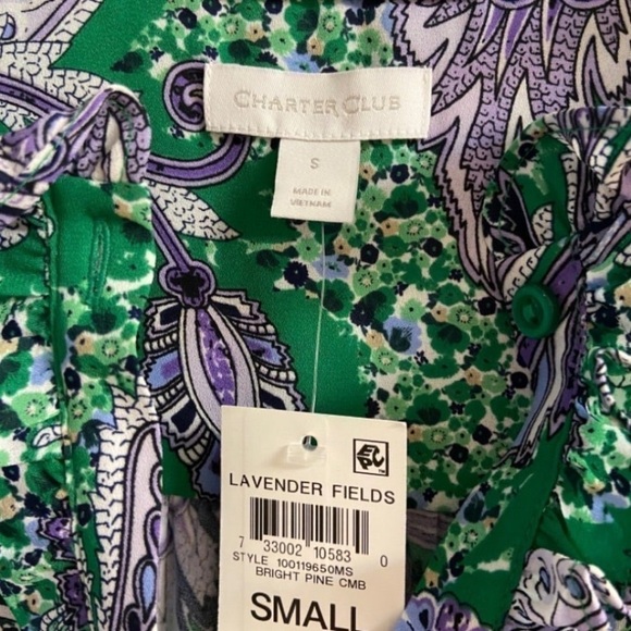 Charter club lavender fields Vibrant Paisley Blouse Small NWT - Picture 6 of 6